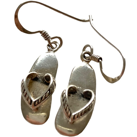 earrings flip-flops sterling silver hanging dangle - Picture 5 of 11